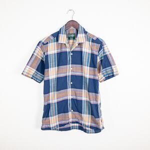 GITMAN BROS. Vintage Men's Small Short Sleeve Shirt Blue Plaid Button up